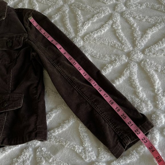 A.M.I. Dark Brown Stretch Corduroy Trucker Y2K Bohemian Blazer Jacket - Picture 11 of 12